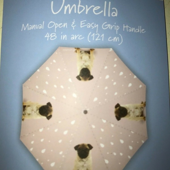 RACHAEL HALE Pug Puppy Dog Pink Princess Umbrella NEW NWT - Picture 1 of 6